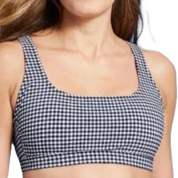 Women's Small Gingham Textured Bralette Bikini Top - Kona Sol Navy Blue - Picture 1 of 6
